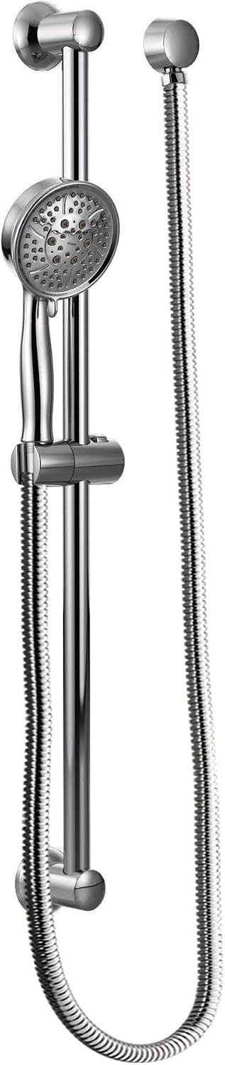 image:imageMoen Polished Nickel EcoPerformance Handheld Showerhead with 69InchLong Hose Featuring 30Inch Slide Bar 3667EPNLChrome