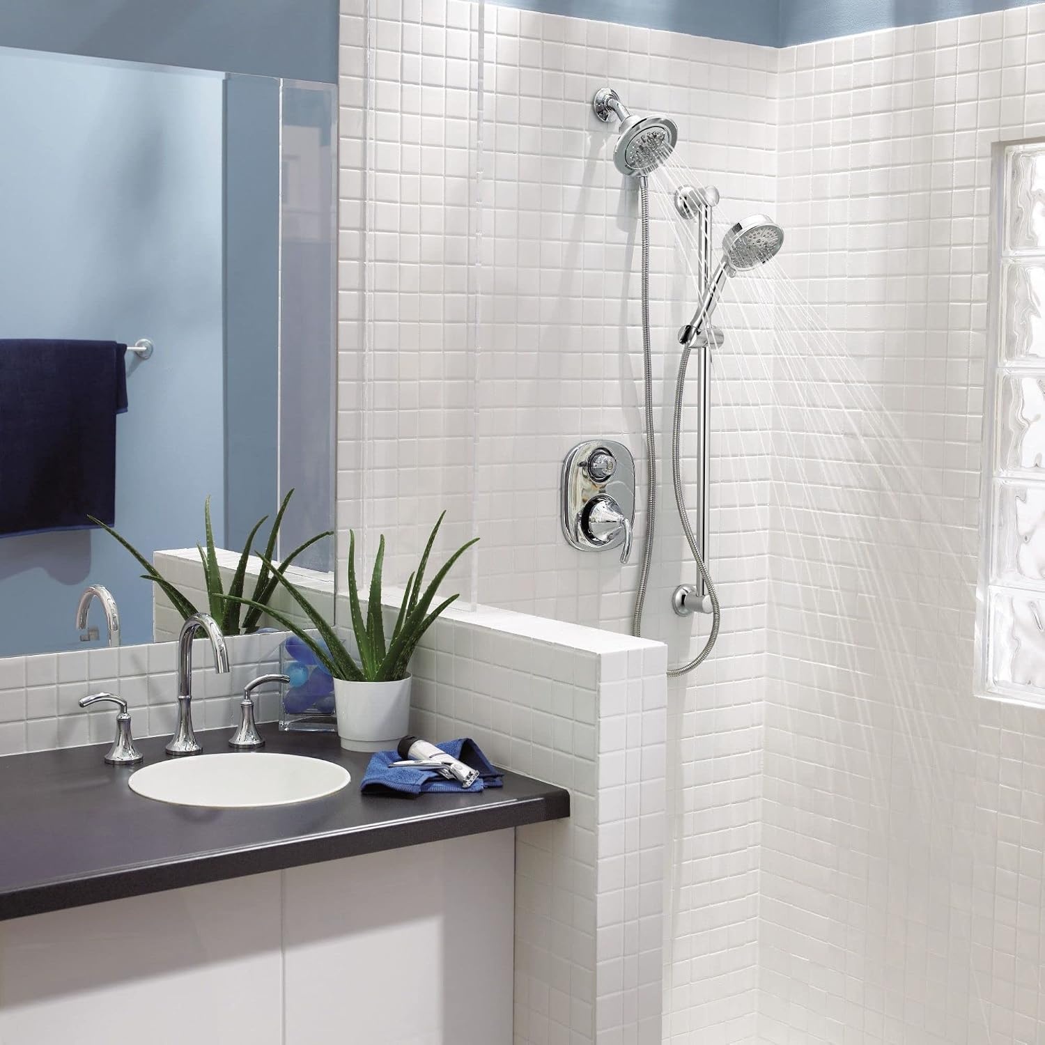 image:imageMoen Polished Nickel EcoPerformance Handheld Showerhead with 69InchLong Hose Featuring 30Inch Slide Bar 3667EPNLChrome