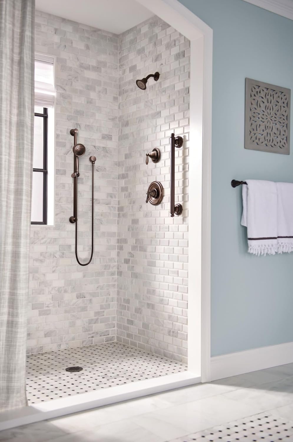 image:imageMoen Polished Nickel EcoPerformance Handheld Showerhead with 69InchLong Hose Featuring 30Inch Slide Bar 3667EPNLOil Rubbed Bronze