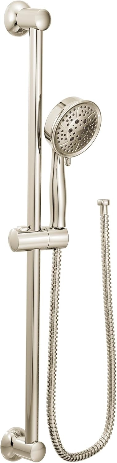 image:imageMoen Polished Nickel EcoPerformance Handheld Showerhead with 69InchLong Hose Featuring 30Inch Slide Bar 3667EPNLPolished Nickel