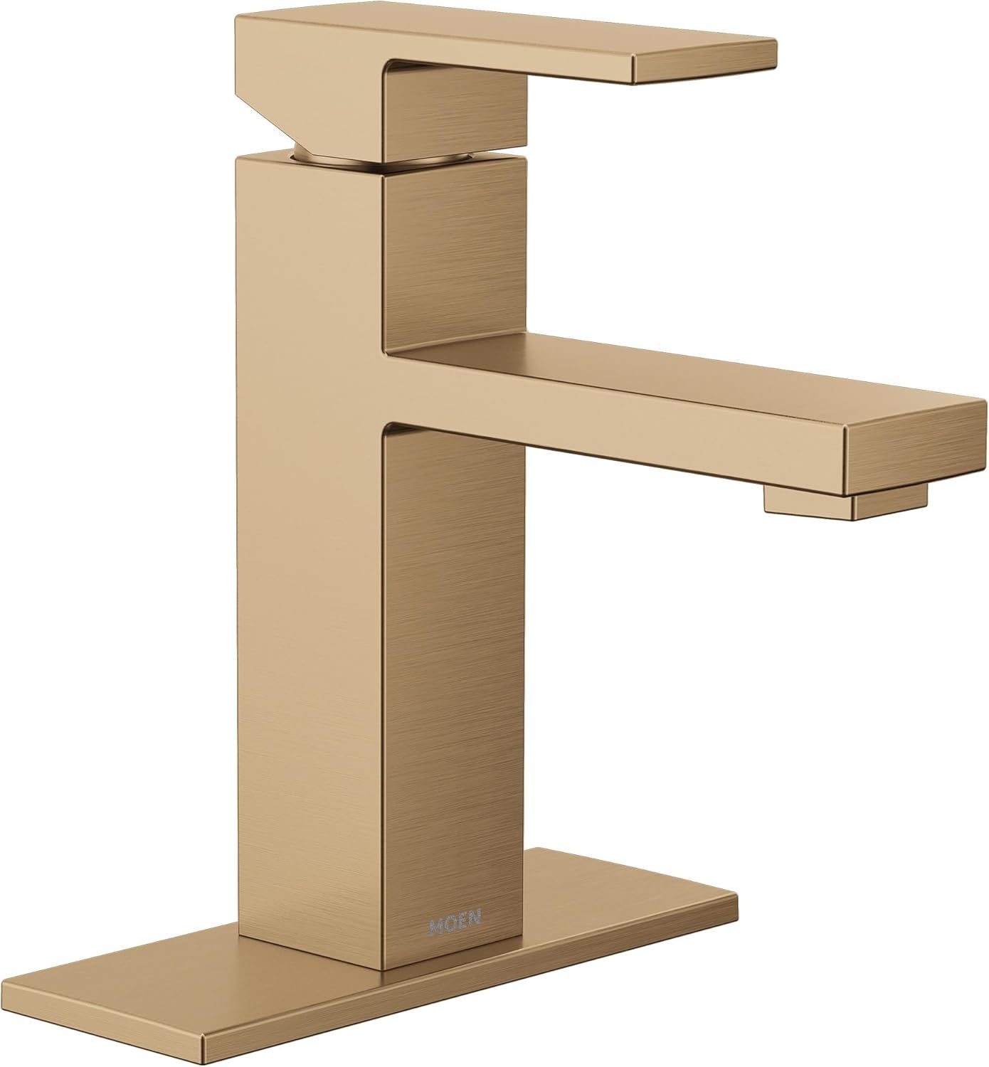 image:imageMoen Revyl Matte Black OneHandle Single Hole Modern Bathroom Sink Faucet with Optional Deckplate and Spring Loaded Drain Assembly 84771BLBronzed Gold