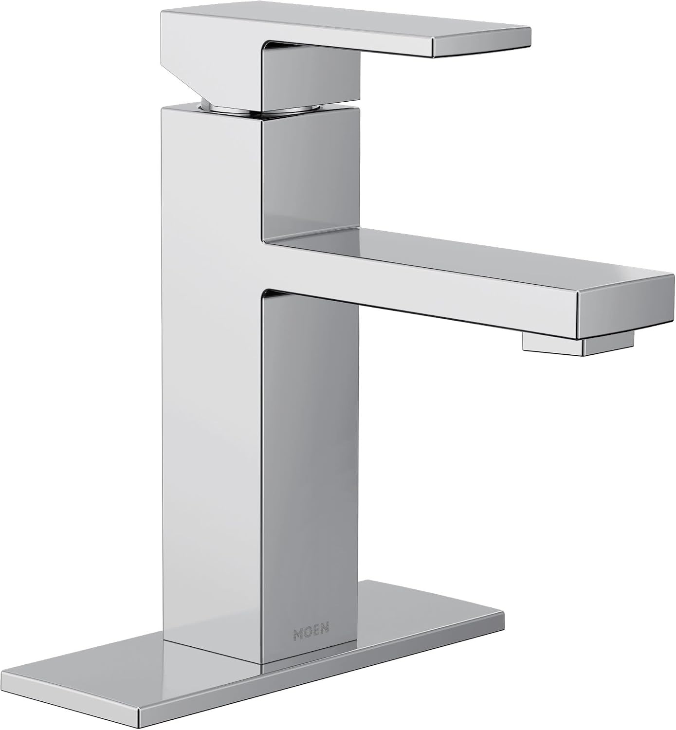 image:imageMoen Revyl Matte Black OneHandle Single Hole Modern Bathroom Sink Faucet with Optional Deckplate and Spring Loaded Drain Assembly 84771BLChrome