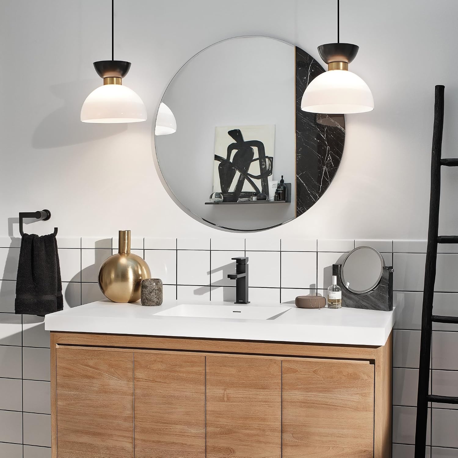 image:imageMoen Revyl Matte Black OneHandle Single Hole Modern Bathroom Sink Faucet with Optional Deckplate and Spring Loaded Drain Assembly 84771BLMatte Black