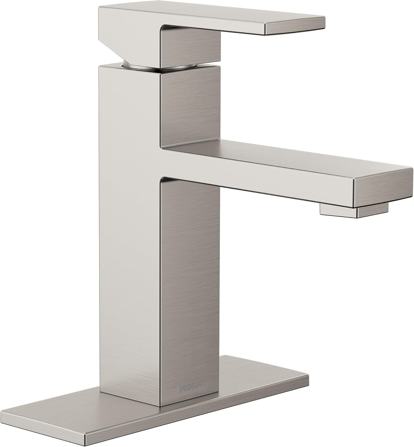 image:imageMoen Revyl Matte Black OneHandle Single Hole Modern Bathroom Sink Faucet with Optional Deckplate and Spring Loaded Drain Assembly 84771BLSpot Resist Nickel