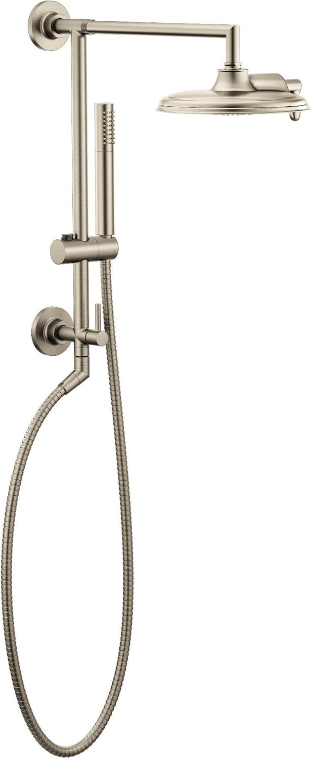 image:imageMoen S110BL ArrisPremium 14Inch Rainshower Straight Shower Arm and Flange for Overhead Shower head 212 Inch Square Matte BlackBrushed Nickel