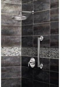 image:imageMoen S110BL ArrisPremium 14Inch Rainshower Straight Shower Arm and Flange for Overhead Shower head 212 Inch Square Matte BlackBrushed Nickel