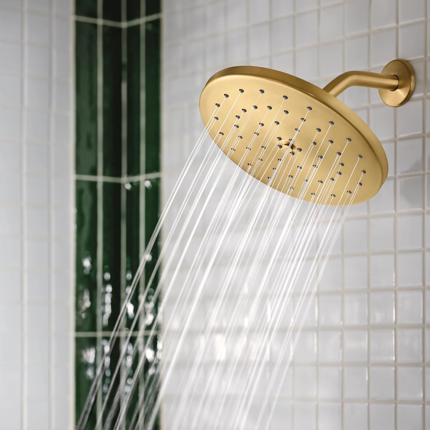 image:imageMoen S112BG Waterhill 10Inch Single Function Rainshower Showerhead with Immersion Rainshower Technology Brushed Gold