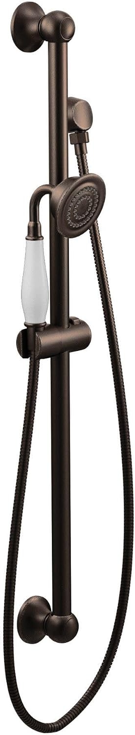 image:imageMoen S12107EPNL Weymouth Traditional EcoPerformance Handshower Handheld Shower with 30Inch Slide Bar and 69Inch Metal Hose Polished NickelOil Rubbed Bronze