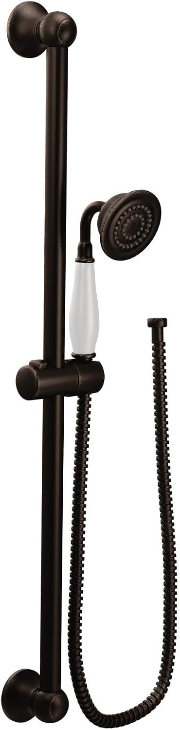 image:imageMoen S12107EPNL Weymouth Traditional EcoPerformance Handshower Handheld Shower with 30Inch Slide Bar and 69Inch Metal Hose Polished NickelOil Rubbed Bronze