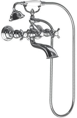 image:imageMoen S22105BN Weymouth Two Handle Tub Filler with CrossHandles and Handshower Brushed NickelBrushed Nickel