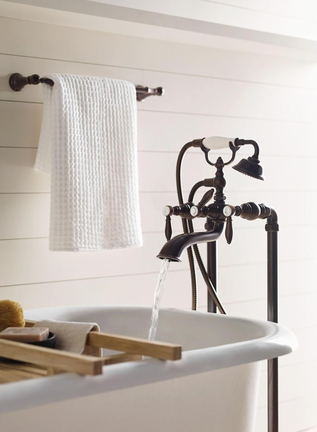 image:imageMoen S22110ORB Weymouth Two Handle Tub Filler with LeverHandles and Handshower Oil Rubbed Bronze