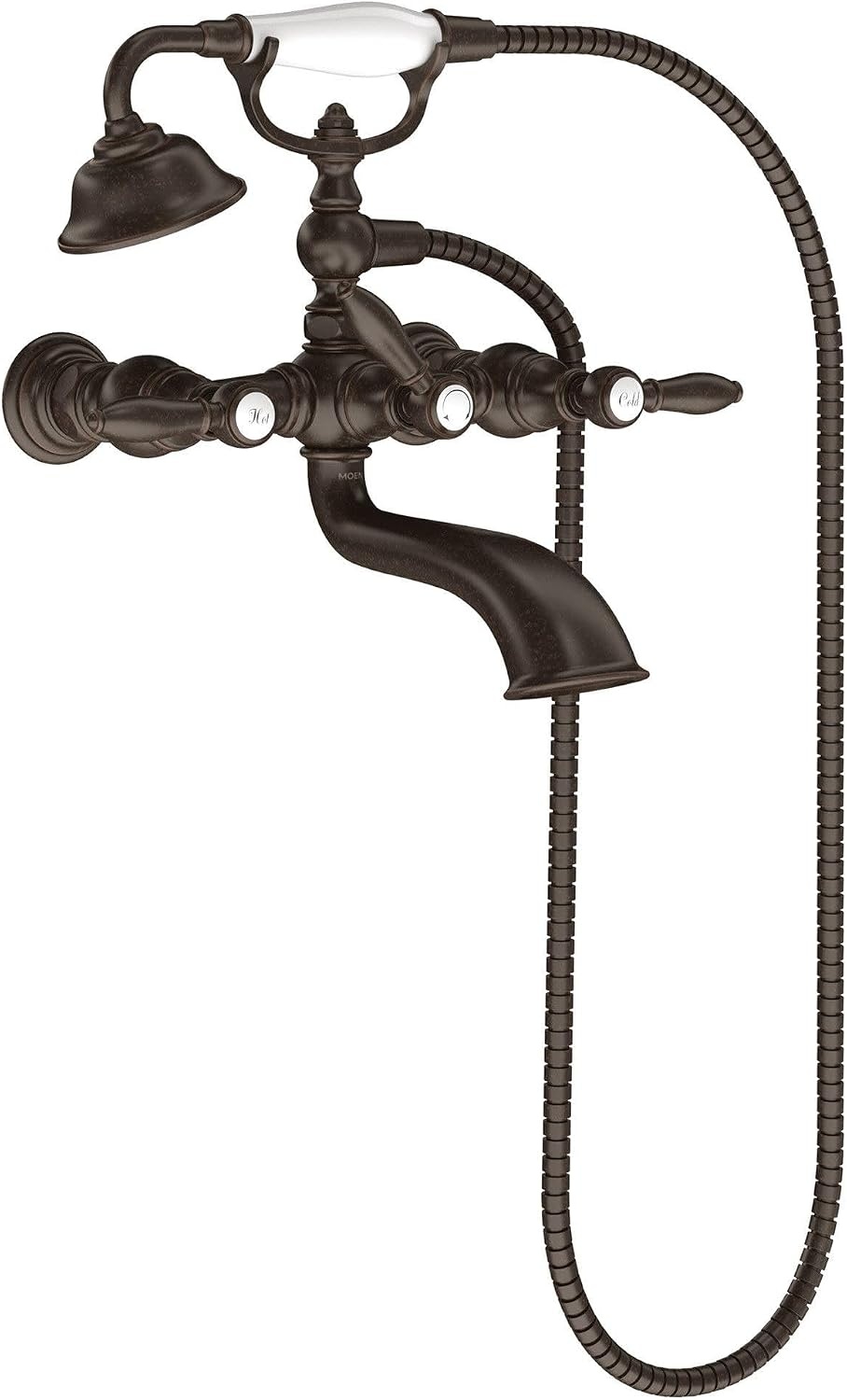 image:imageMoen S22110ORB Weymouth Two Handle Tub Filler with LeverHandles and Handshower Oil Rubbed Bronze