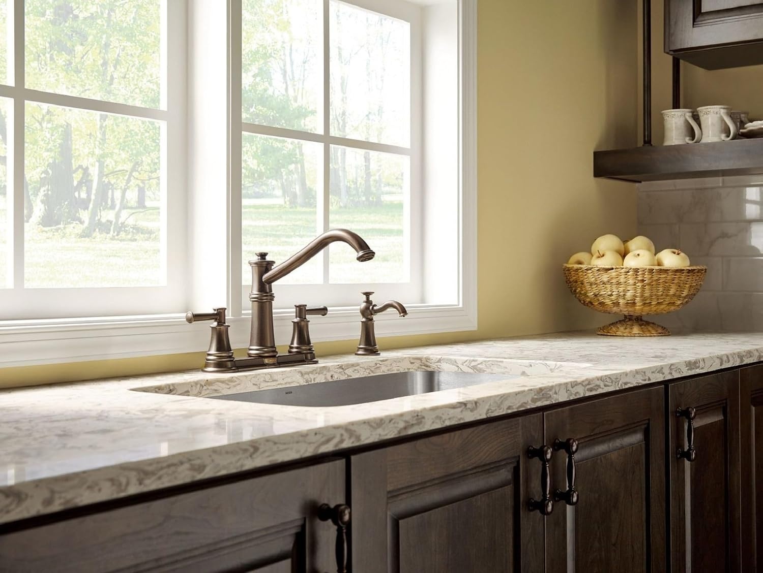 image:imageMoen S3945SRS Traditional Deck Mounted Kitchen Soap Dispenser with Above the Sink Refillable Bottle Spot Resist StainlessOil Rubbed Bronze