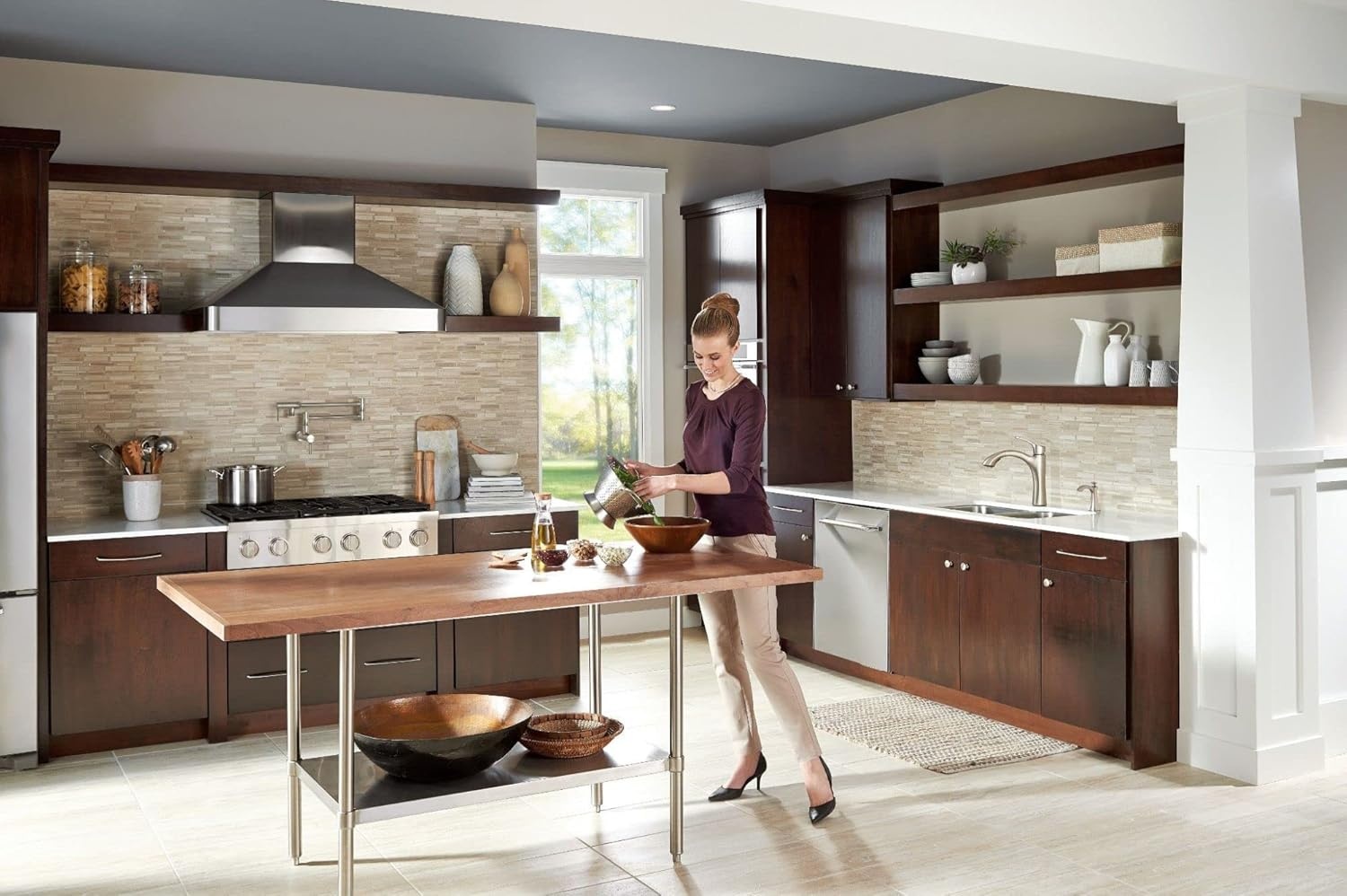 image:imageMoen S3948SRS Transitional Deck Mounted Kitchen Soap Dispenser with Above the Sink Refillable Bottle Spot Resist StainlessSpot Resist Stainless
