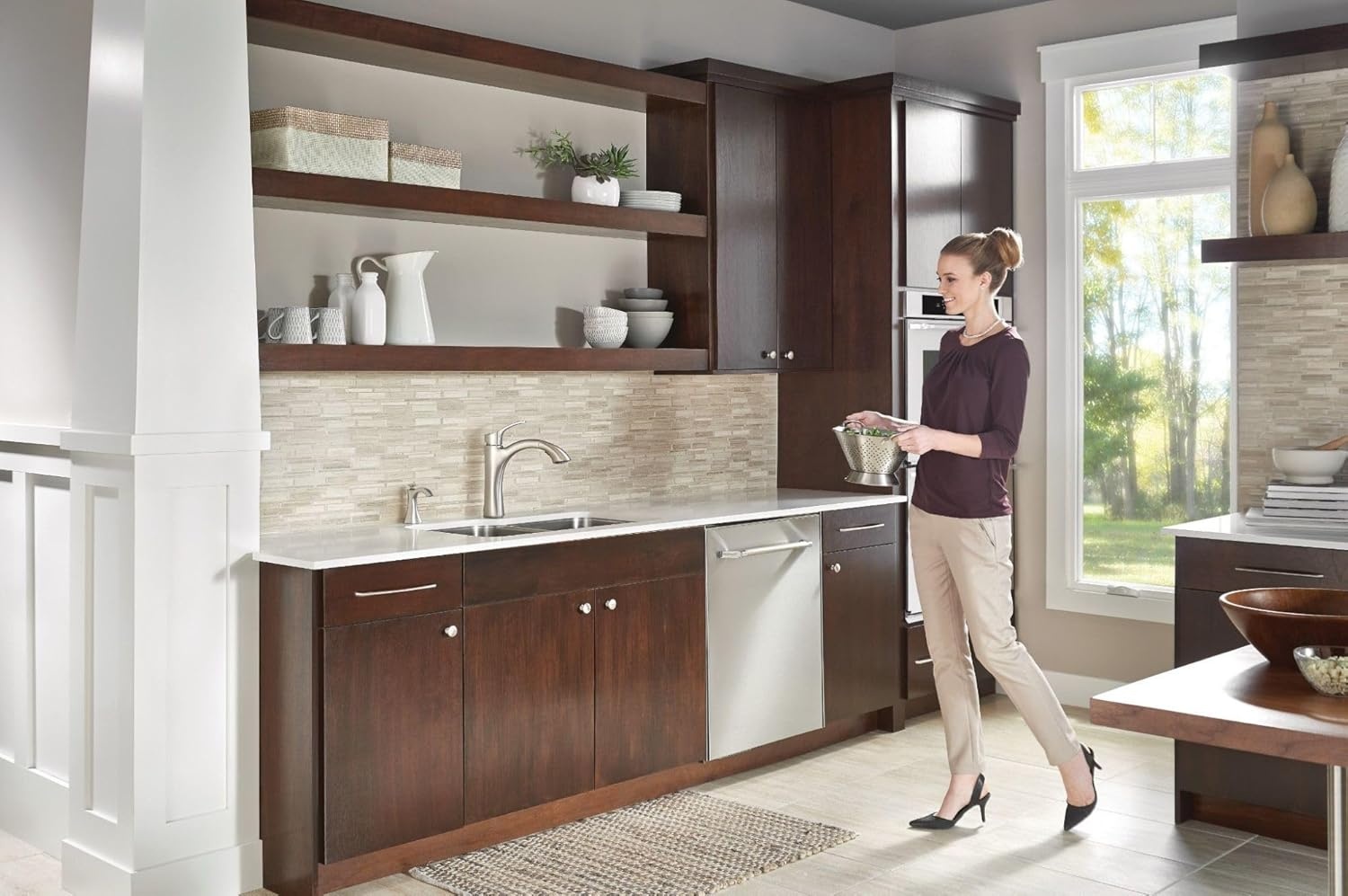 image:imageMoen S3948SRS Transitional Deck Mounted Kitchen Soap Dispenser with Above the Sink Refillable Bottle Spot Resist StainlessSpot Resist Stainless