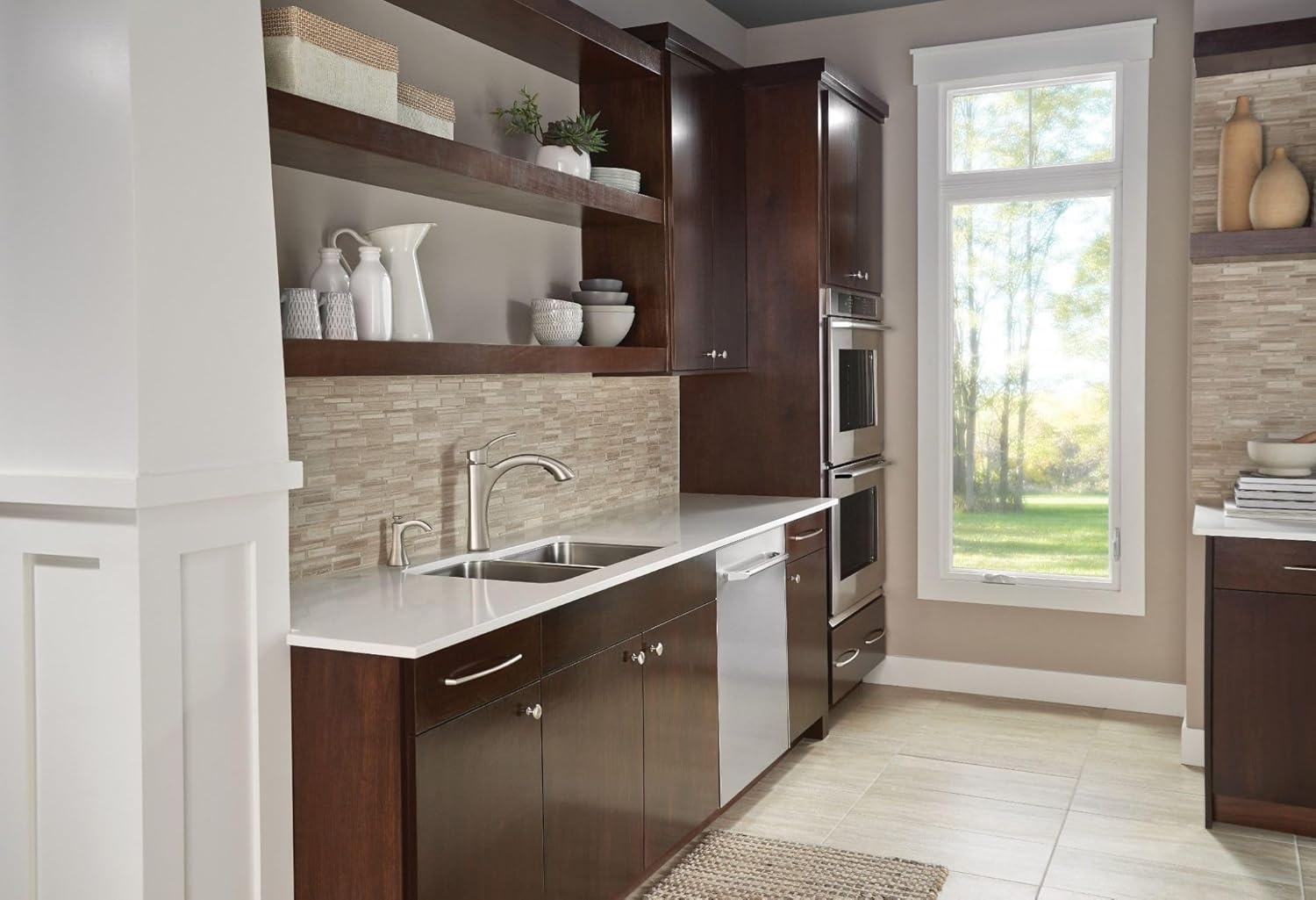 image:imageMoen S3948SRS Transitional Deck Mounted Kitchen Soap Dispenser with Above the Sink Refillable Bottle Spot Resist StainlessSpot Resist Stainless