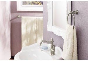 image:imageMoen S42107 Weymouth OneHandle Single Hole Traditional Bathroom Sink Faucet with Drain Assembly ChromeBrushed Nickel