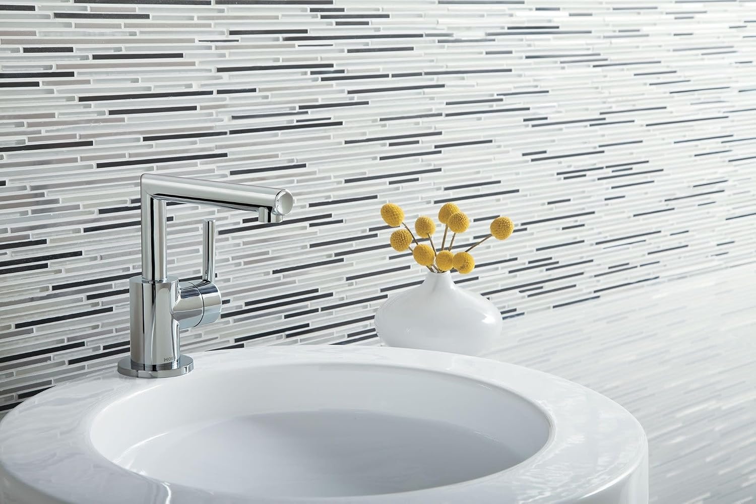 image:imageMoen S43001 Arris OneHandle Single Hole Modern Bathroom Faucet ChromeChrome