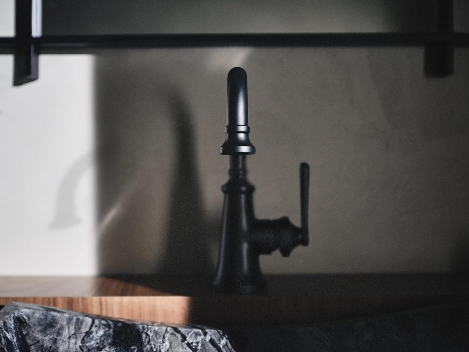 image:imageMoen S44101BL Colinet OneHandle Single Hole Traditional Bathroom Sink Faucet Matte Black
