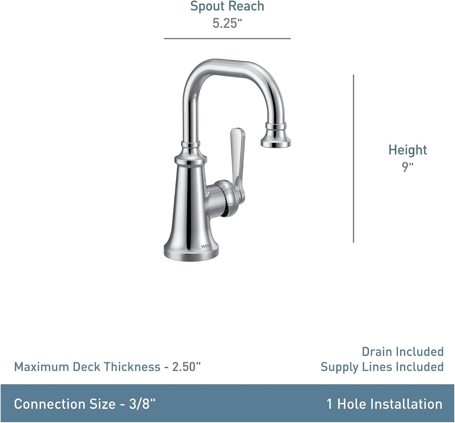 image:imageMoen S44101BL Colinet OneHandle Single Hole Traditional Bathroom Sink Faucet Matte Black