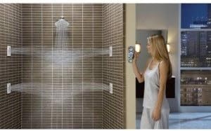 image:imageMoen S6310BN ExactTemp Single Function Rain Shower Showerhead with Immersion Technology at 25 GPM Flow Rate 7Inch Brushed NickelChrome