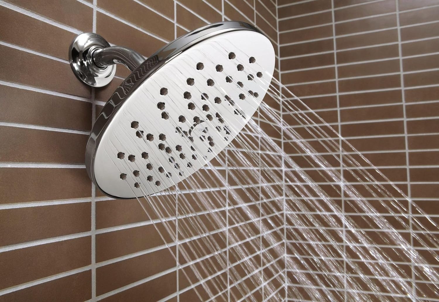 image:imageMoen S6360 8 SingleFunction Rainshower Showerhead with Immersion Technology at 25 GPM Flow Rate ChromeChrome