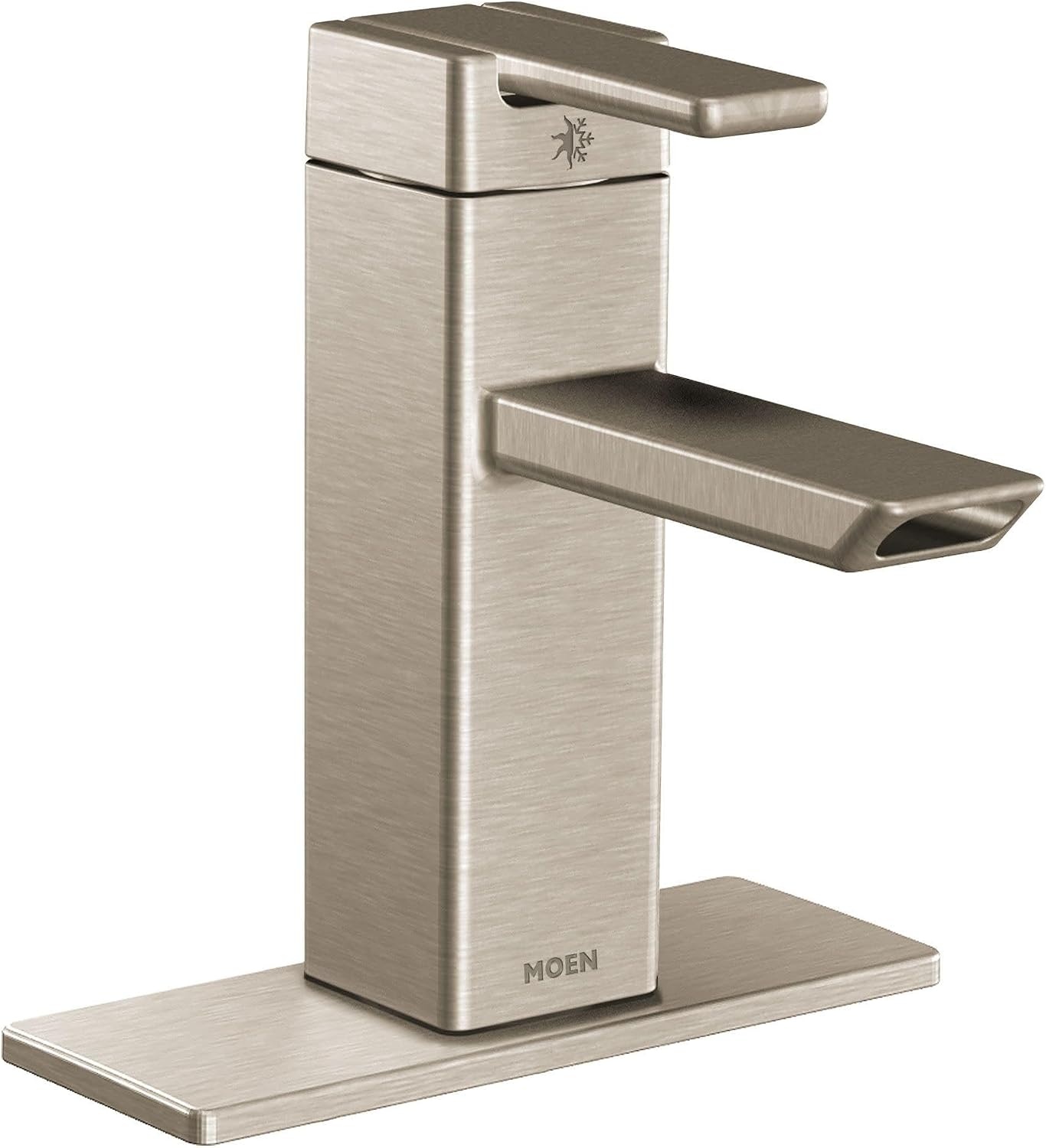 image:imageMoen S6700BN 90 Degree OneHandle Modern Bathroom Faucet with Drain Assembly Brushed NickelBrushed Nickel