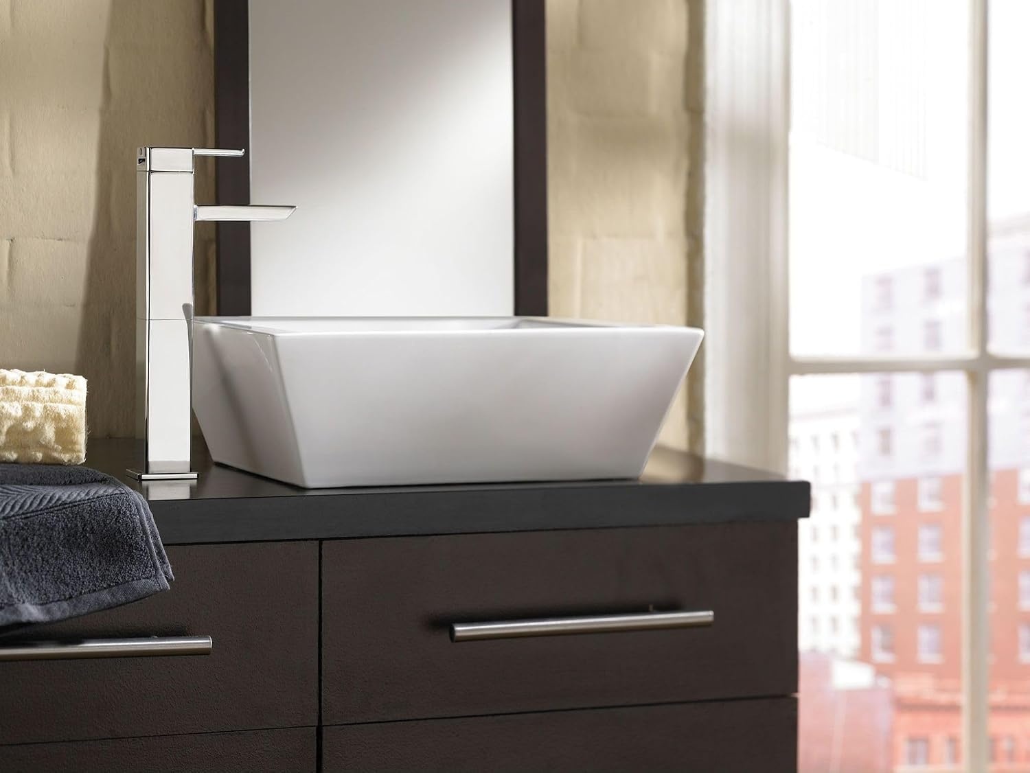 image:imageMoen S6711 90Degree OneHandle Vessel Sink Modern Bathroom Faucet ChromeChrome
