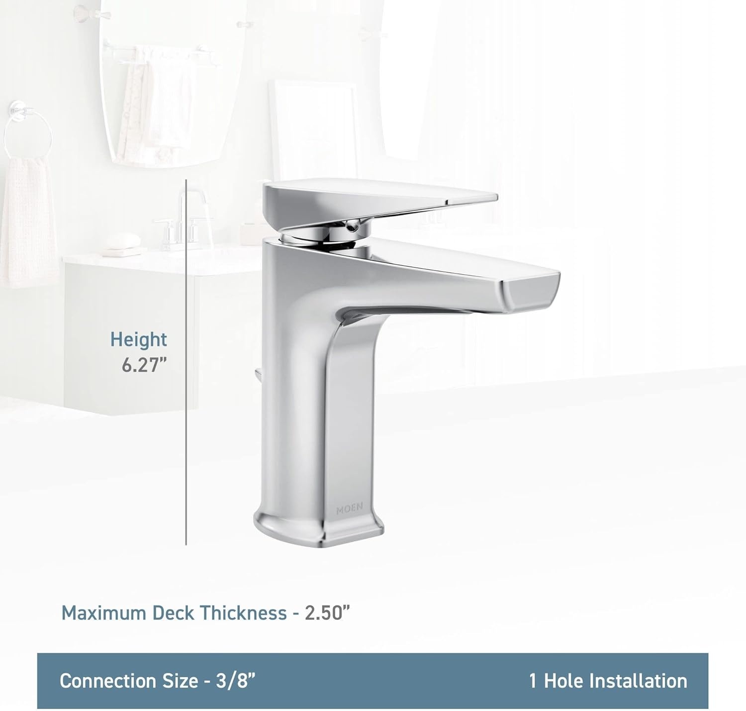 image:imageMoen S8000 Via OneHandle Modern Bathroom Faucet ChromeChrome
