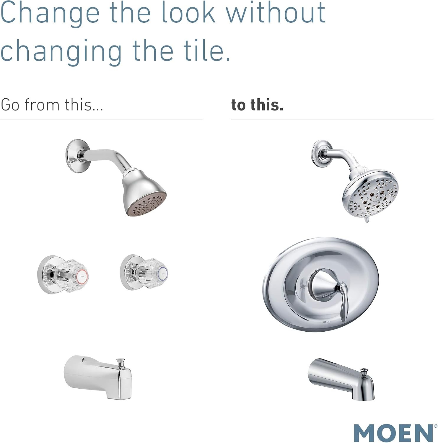 image:imageMoen T2139EP Eva PosiTemp EcoPerformance Tub and Shower Trim Kit Valve Required Chrome