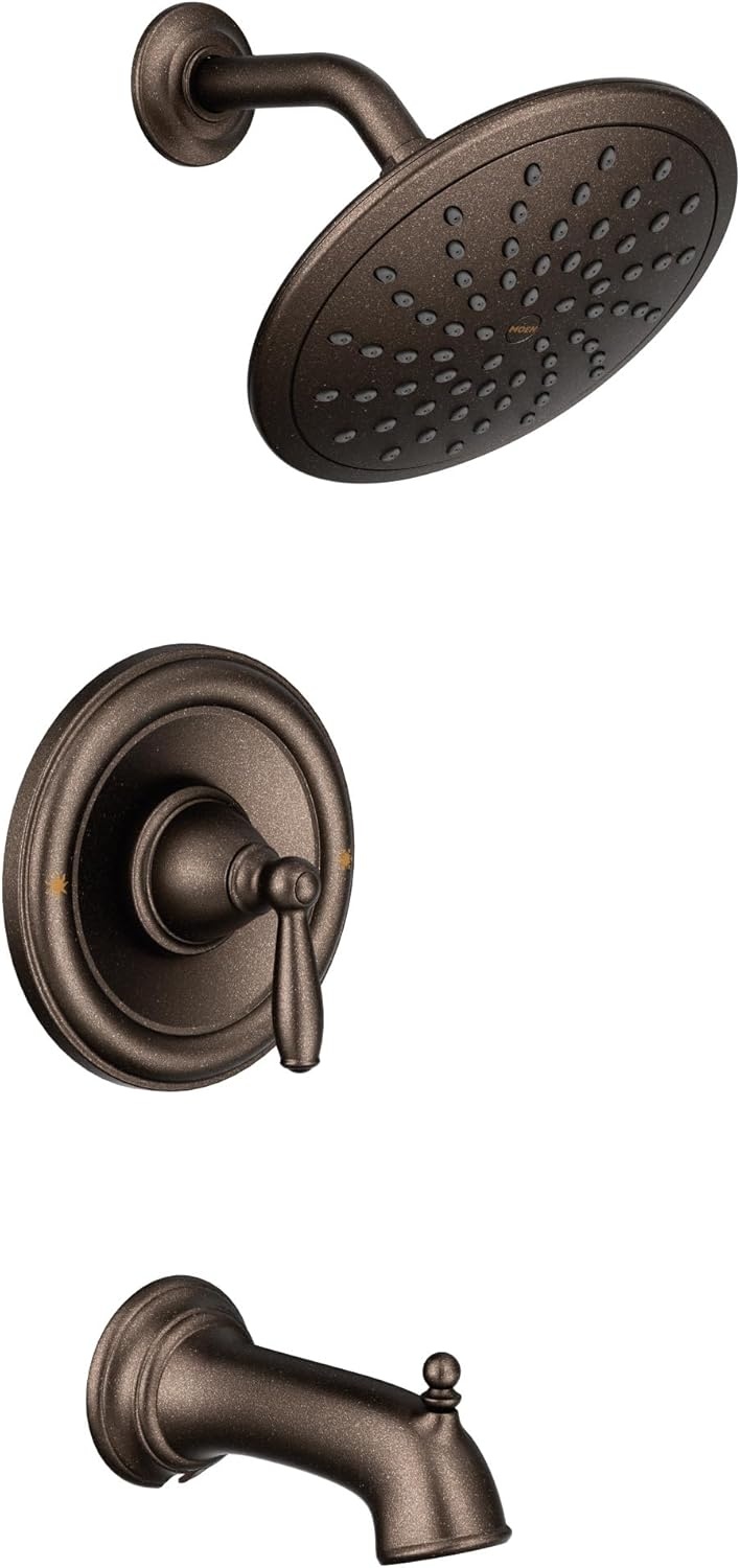 image:imageMoen T2253EPORB Brantford TubShower Trim Oil Rubbed Bronze Tub and shower trim 8 rainshower PosiTemp compatibility EcoPerformance flow oil rubbed bronze finish