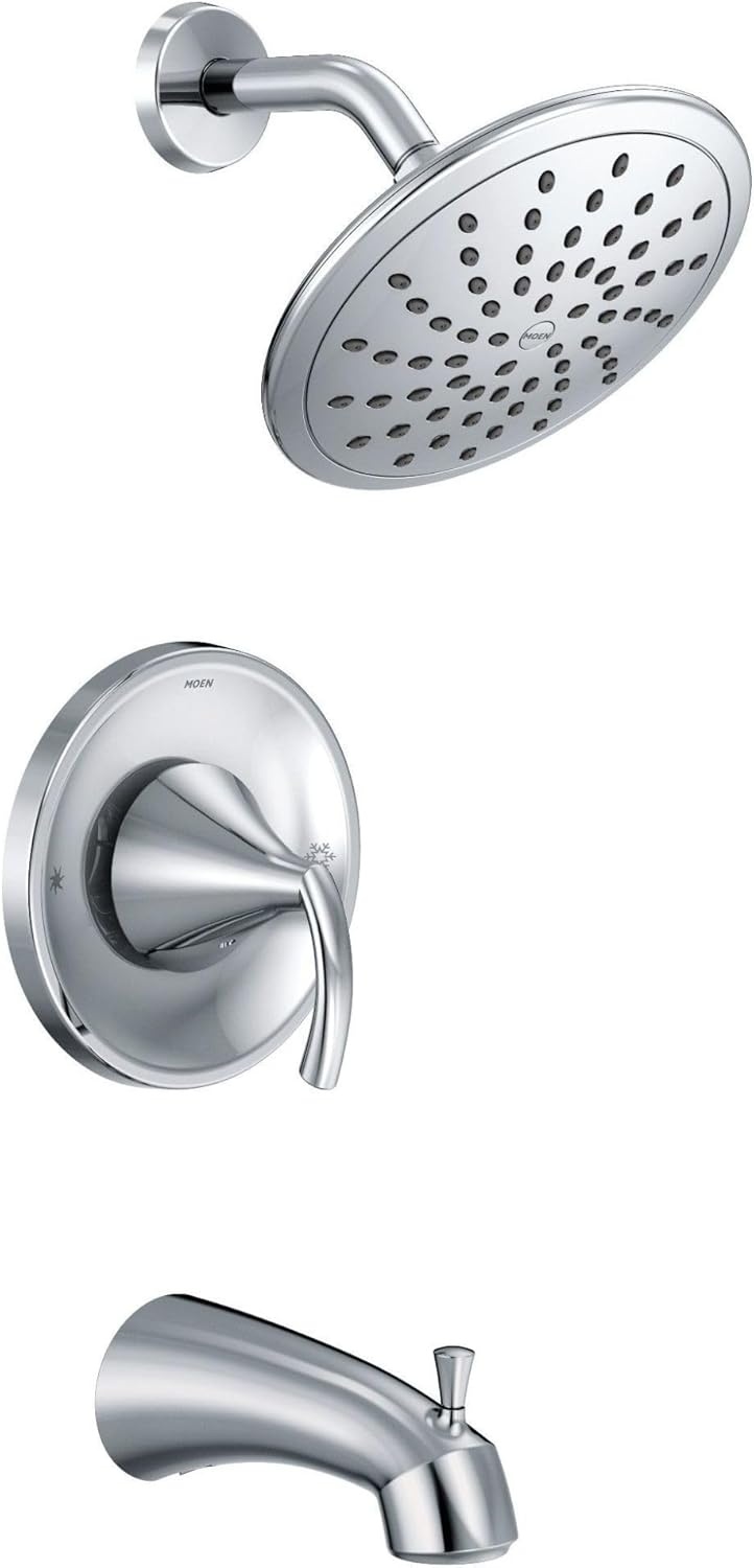 image:imageMoen T2843EPBN Glyde Tub Shower Faucet System with Rainshower Showerhead without Valve Brushed NickelChrome