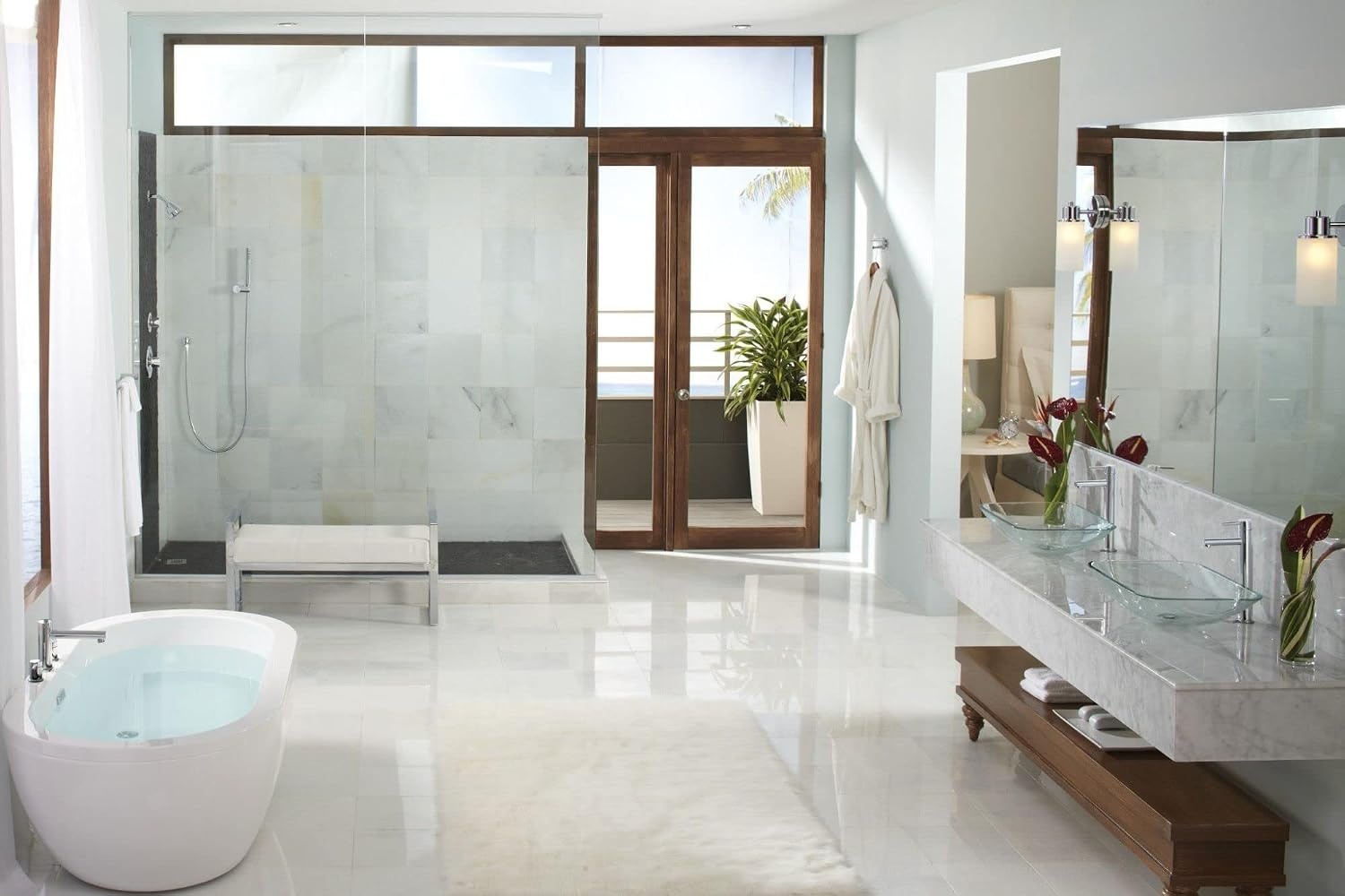 image:imageMoen T393 Align 2Handle Deck Mount Modern Roman Tub Faucet Trim Kit Valve Required ChromeBrushed Nickel
