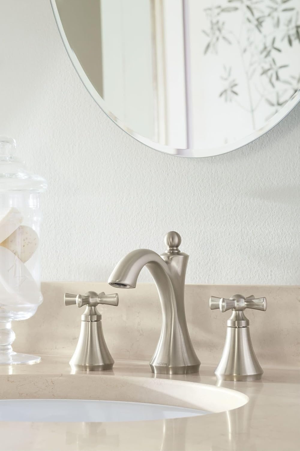 image:imageMoen T4524BN Wynford TwoHandle High Arc Bathroom Faucet Brushed Nickel
