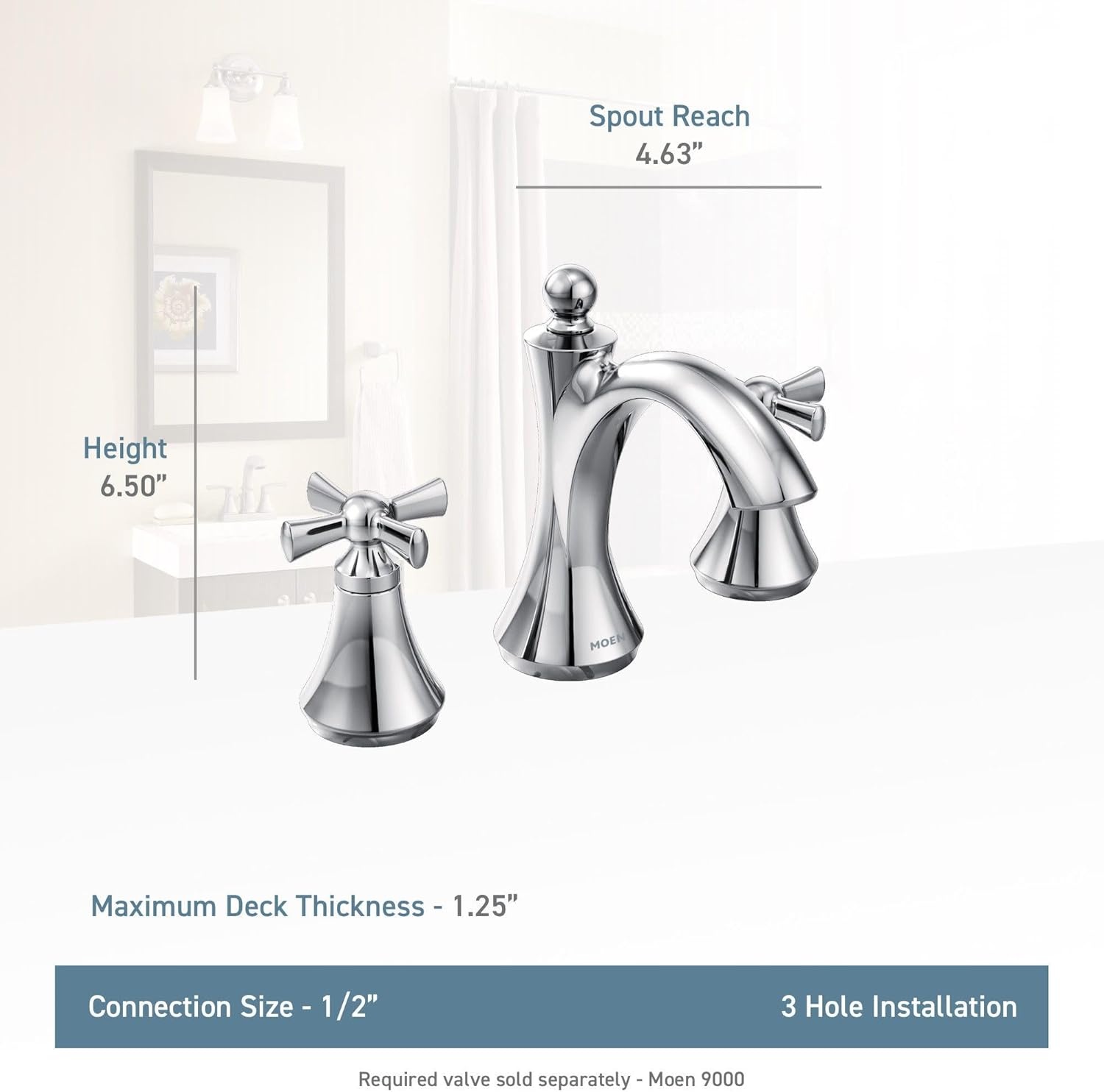 image:imageMoen T4524BN Wynford TwoHandle High Arc Bathroom Faucet Brushed Nickel