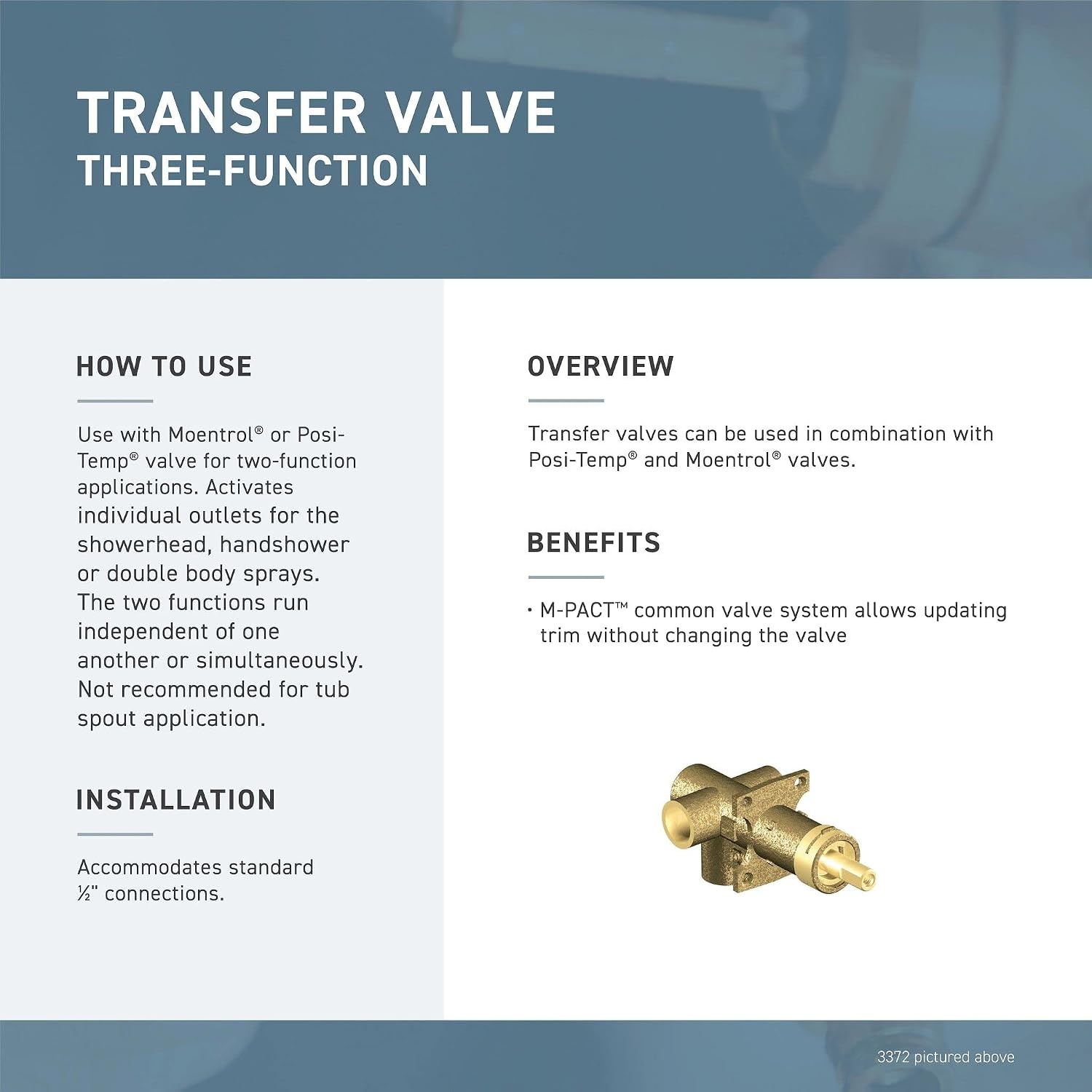 image:imageMoen T4611 Voss Transfer Valve Trim ChromeBrushed Nickel