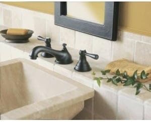 image:imageMoen T6105 Kingsley TwoHandle Traditional 8Inch Widespread Bathroom Faucet Trim Kit Valve Required Chrome