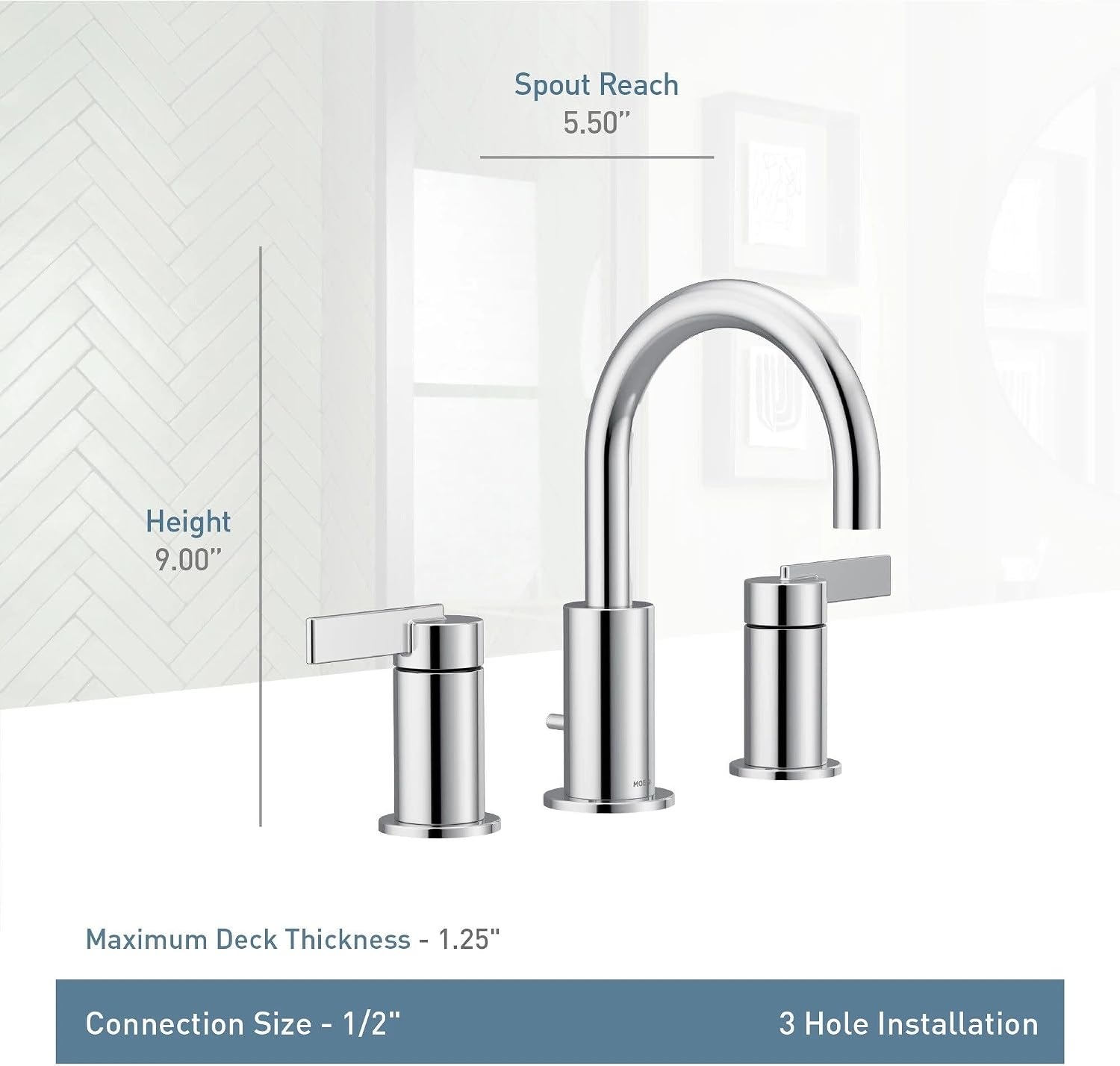 image:imageMoen T6222BL Cia 8Inch Widespread 2Handle HighArc Bathroom Faucet Trim Kit with Optional Brushed Gold Finish Accents Valve Required Matte BlackBrushed Nickel