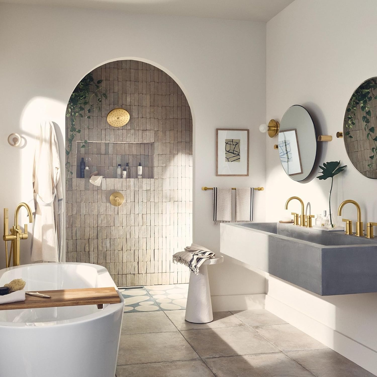 image:imageMoen T6222BL Cia 8Inch Widespread 2Handle HighArc Bathroom Faucet Trim Kit with Optional Brushed Gold Finish Accents Valve Required Matte BlackBrushed Gold