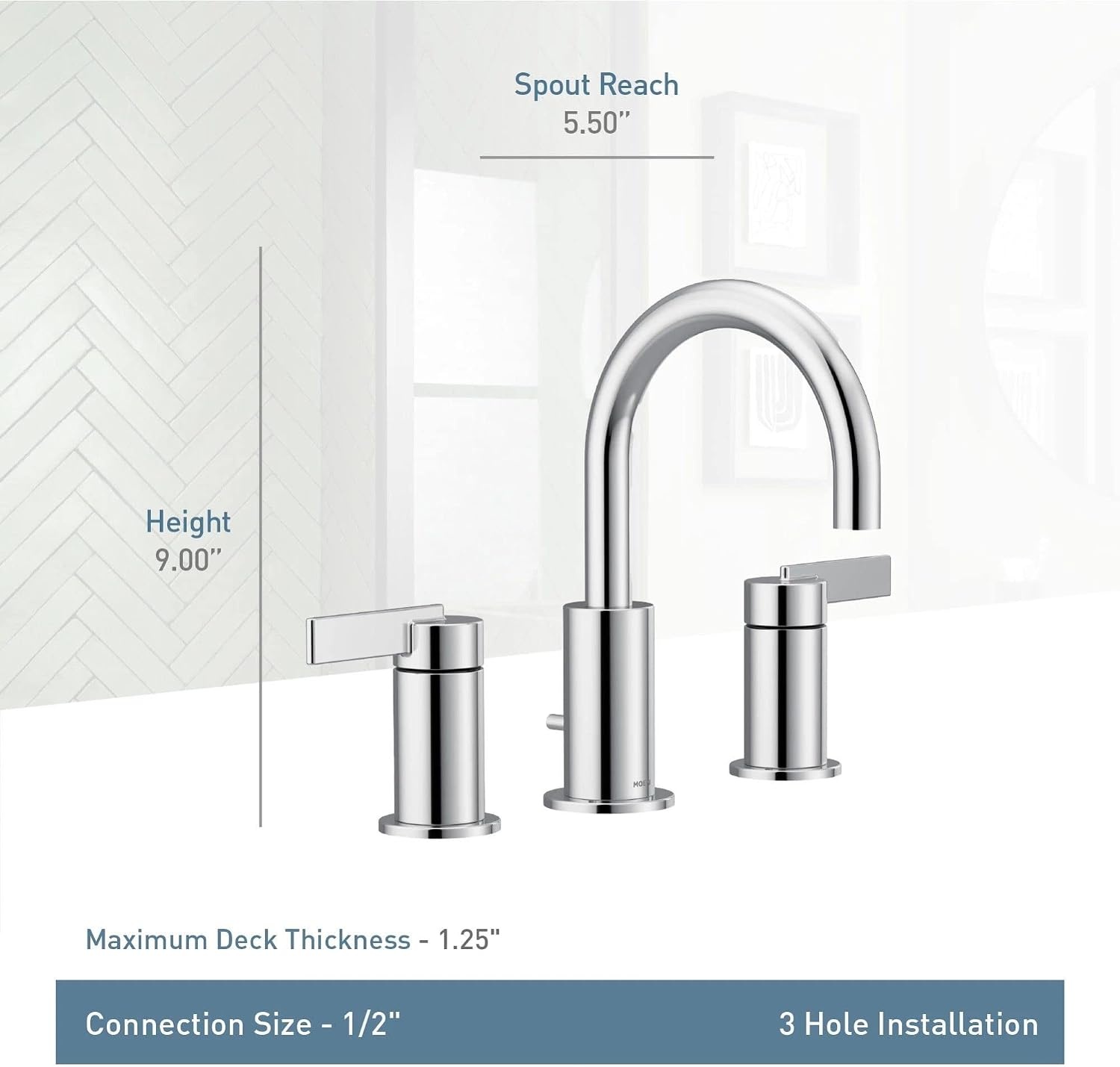 image:imageMoen T6222BL Cia 8Inch Widespread 2Handle HighArc Bathroom Faucet Trim Kit with Optional Brushed Gold Finish Accents Valve Required Matte BlackMatte Black