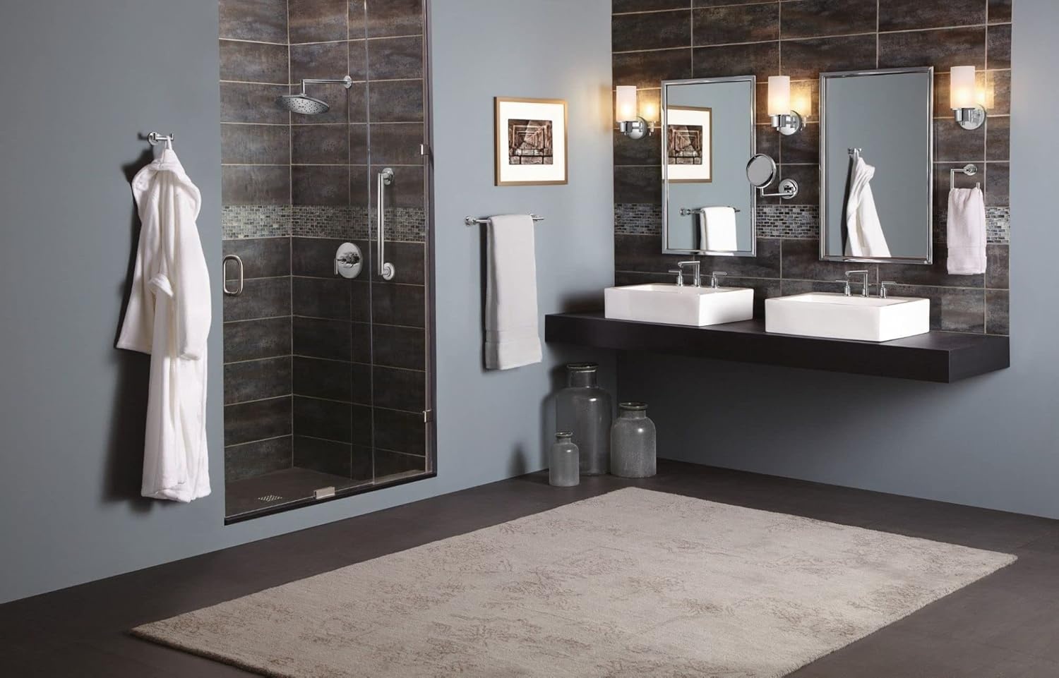 image:imageMoen TS22003EPBL Arris PosiTemp Pressure Balancing Modern Tub and Shower Trim Kit with 10Inch EcoPerformance Rainshower Valve Required Matte BlackChrome