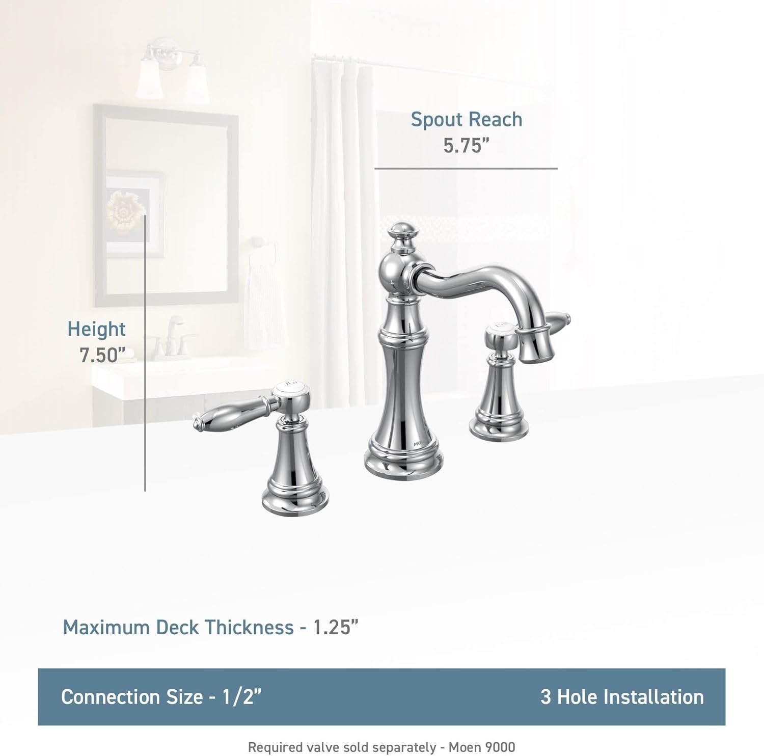 image:imageMoen TS42108BN Weymouth TwoHandle High Arc Bathroom Faucet Trim Kit without Valve Brushed NickelBrushed Gold