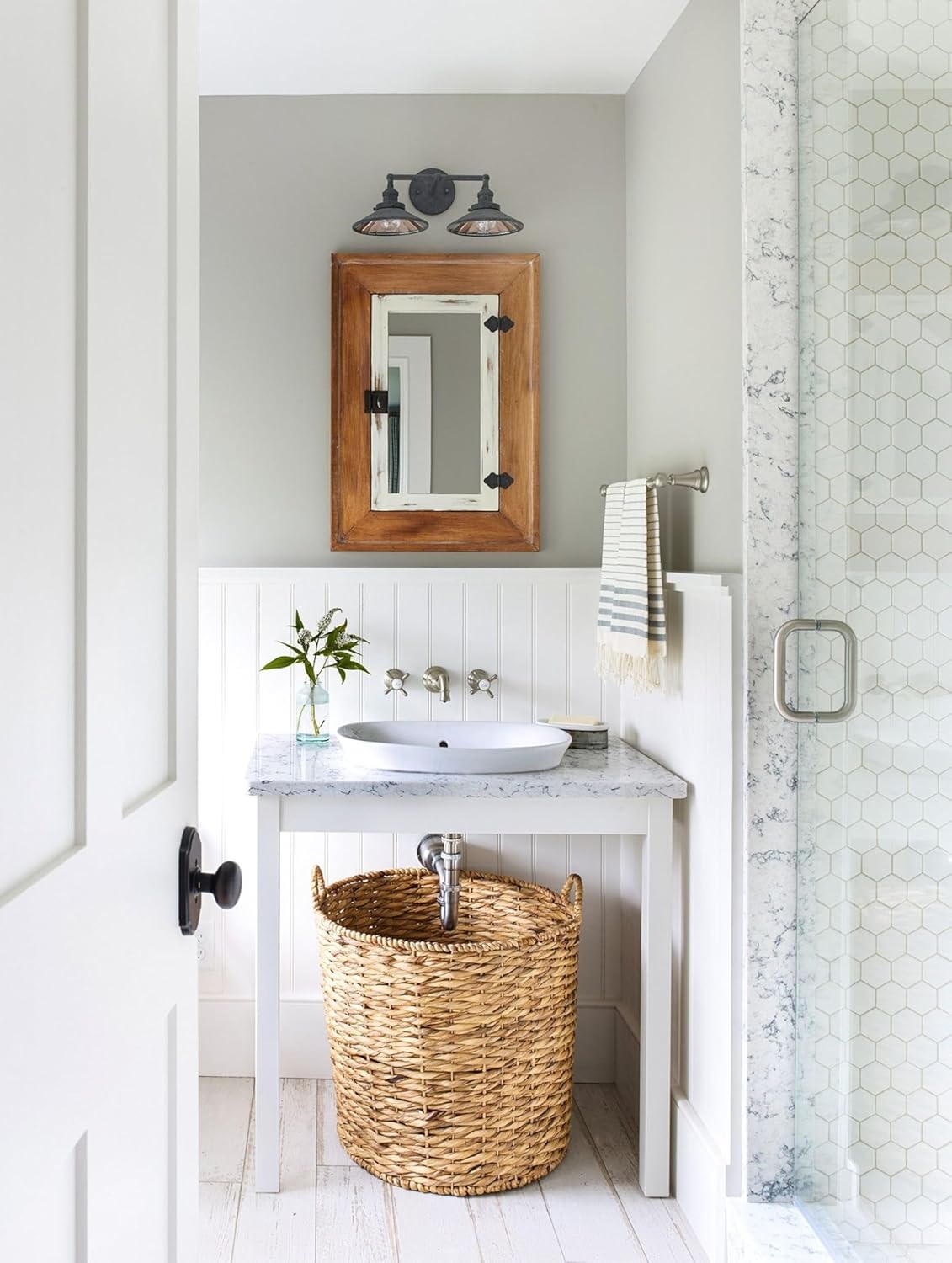 image:imageMoen TS42112BL Weymouth Cross Handle Wall Mount Bathroom Faucet Trim Valve Required Matte BlackBrushed Nickel