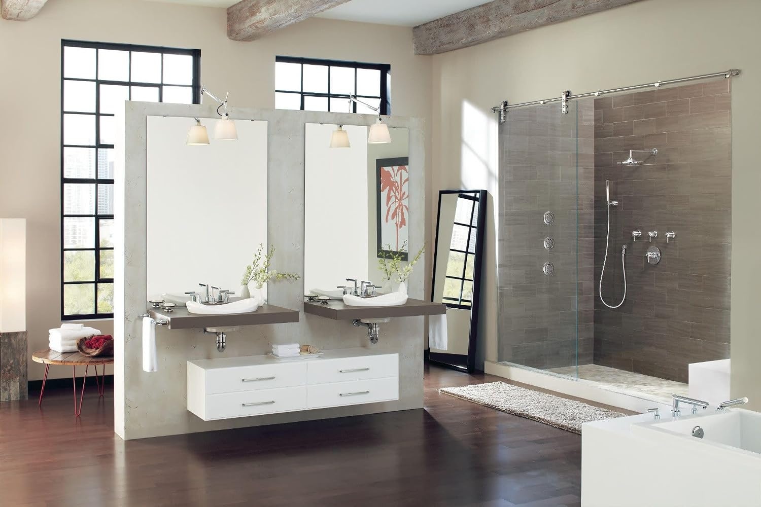 image:imageMoen TS43002BL Arris TwoHandle Modern 8 in Widespread Bathroom Faucet Trim Kit Valve Required Matte BlackBrushed Nickel
