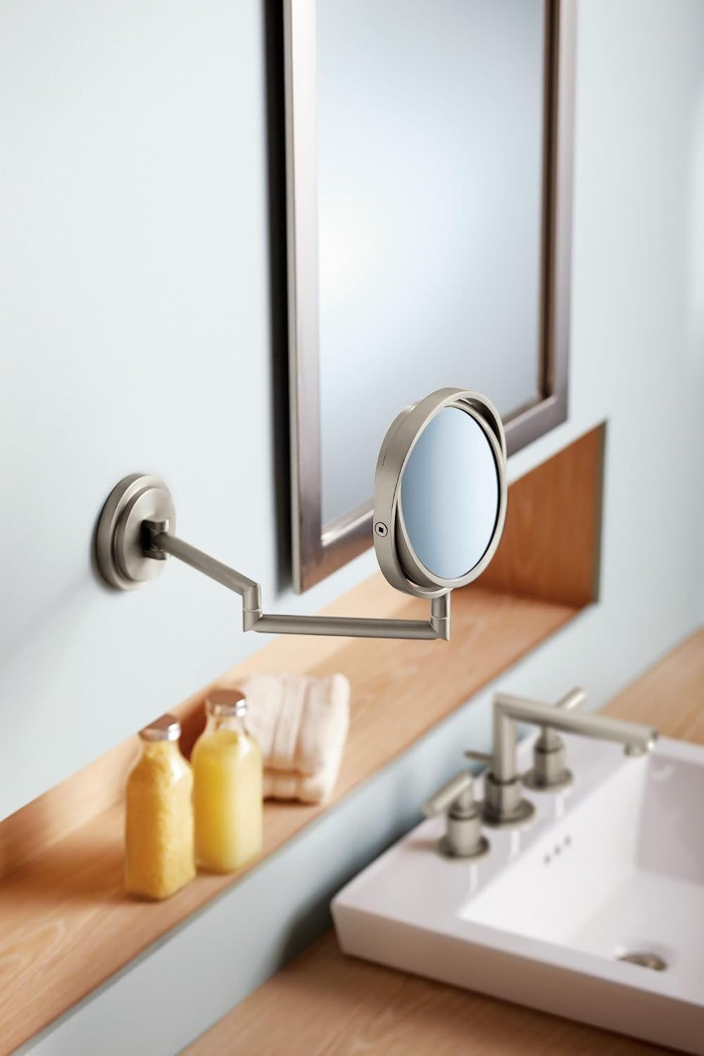 image:imageMoen TS43002BL Arris TwoHandle Modern 8 in Widespread Bathroom Faucet Trim Kit Valve Required Matte BlackBrushed Nickel