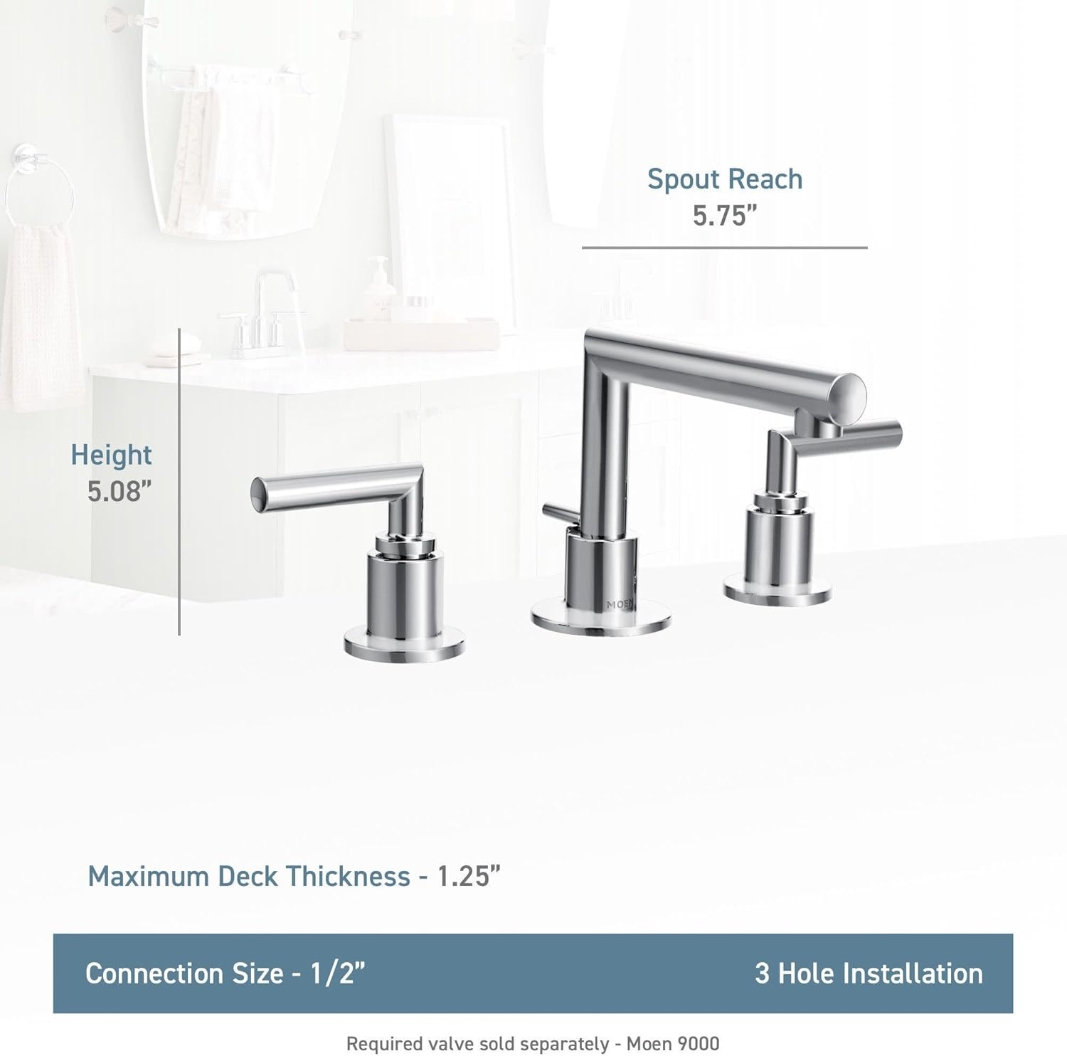 image:imageMoen TS43002BL Arris TwoHandle Modern 8 in Widespread Bathroom Faucet Trim Kit Valve Required Matte BlackBrushed Nickel