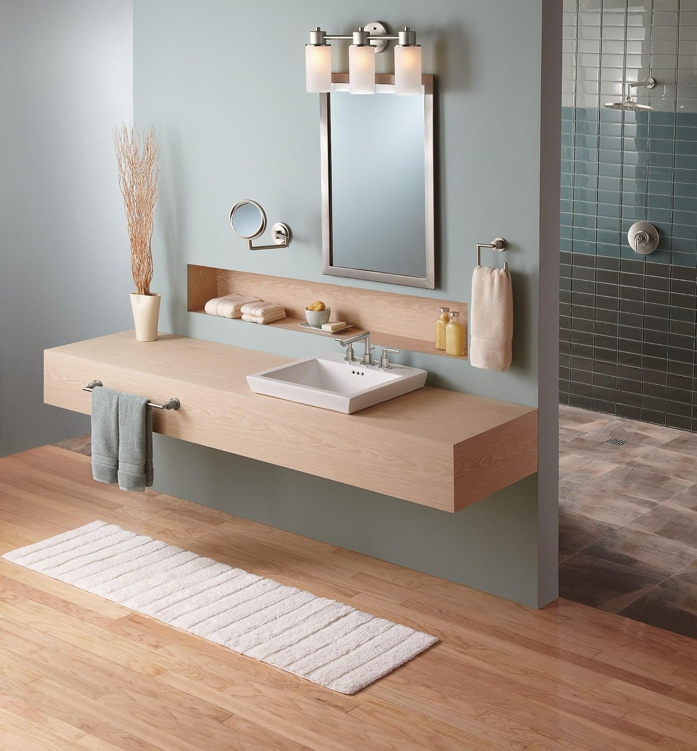 image:imageMoen TS43002BL Arris TwoHandle Modern 8 in Widespread Bathroom Faucet Trim Kit Valve Required Matte BlackBrushed Nickel