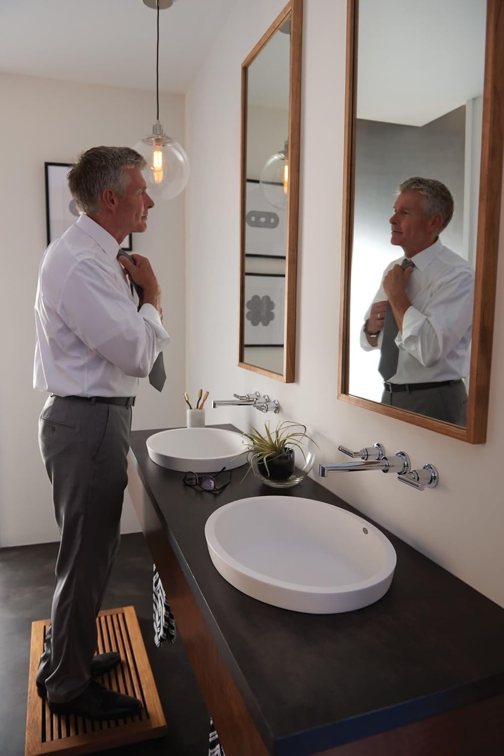 image:imageMoen TS43003 Arris TwoHandle Wall Mount Bathroom Faucet Trim Valve Required ChromeChrome