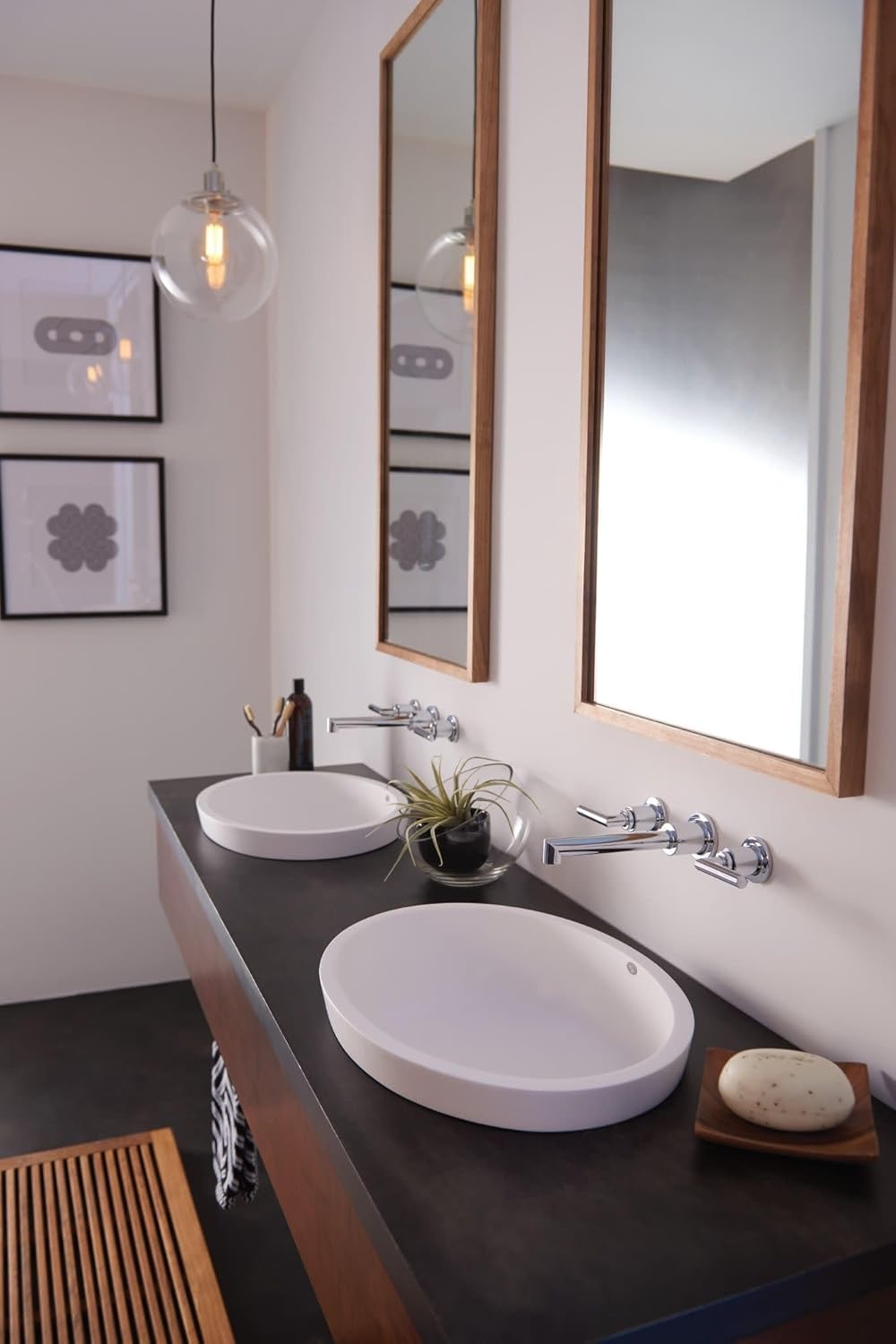 image:imageMoen TS43003 Arris TwoHandle Wall Mount Bathroom Faucet Trim Valve Required ChromeChrome