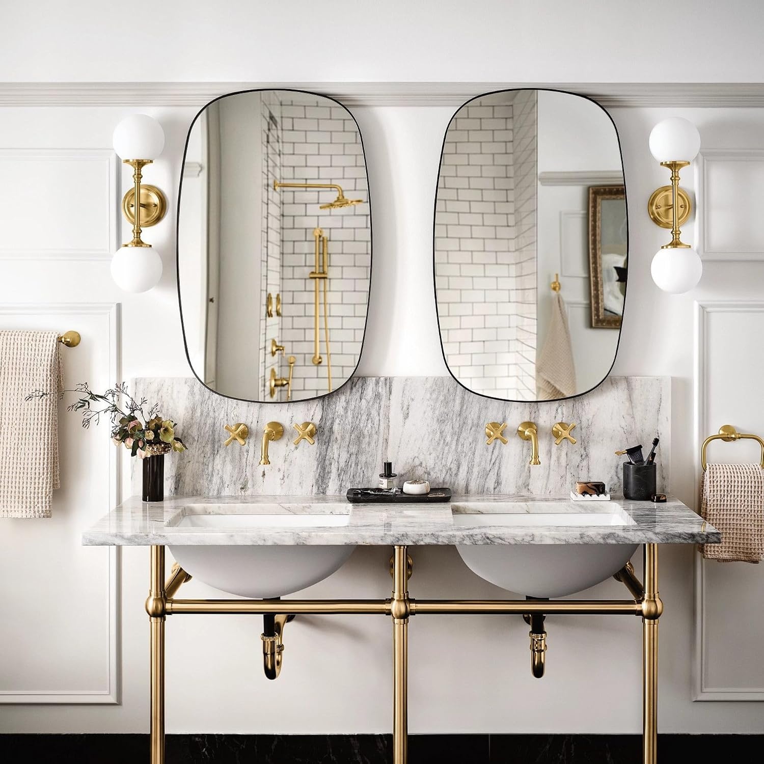 image:imageMoen TS44102 Colinet Traditional TwoHandle Widespread HighArc Bathroom Faucet with Lever Handles Valve Required ChromeBrushed Gold